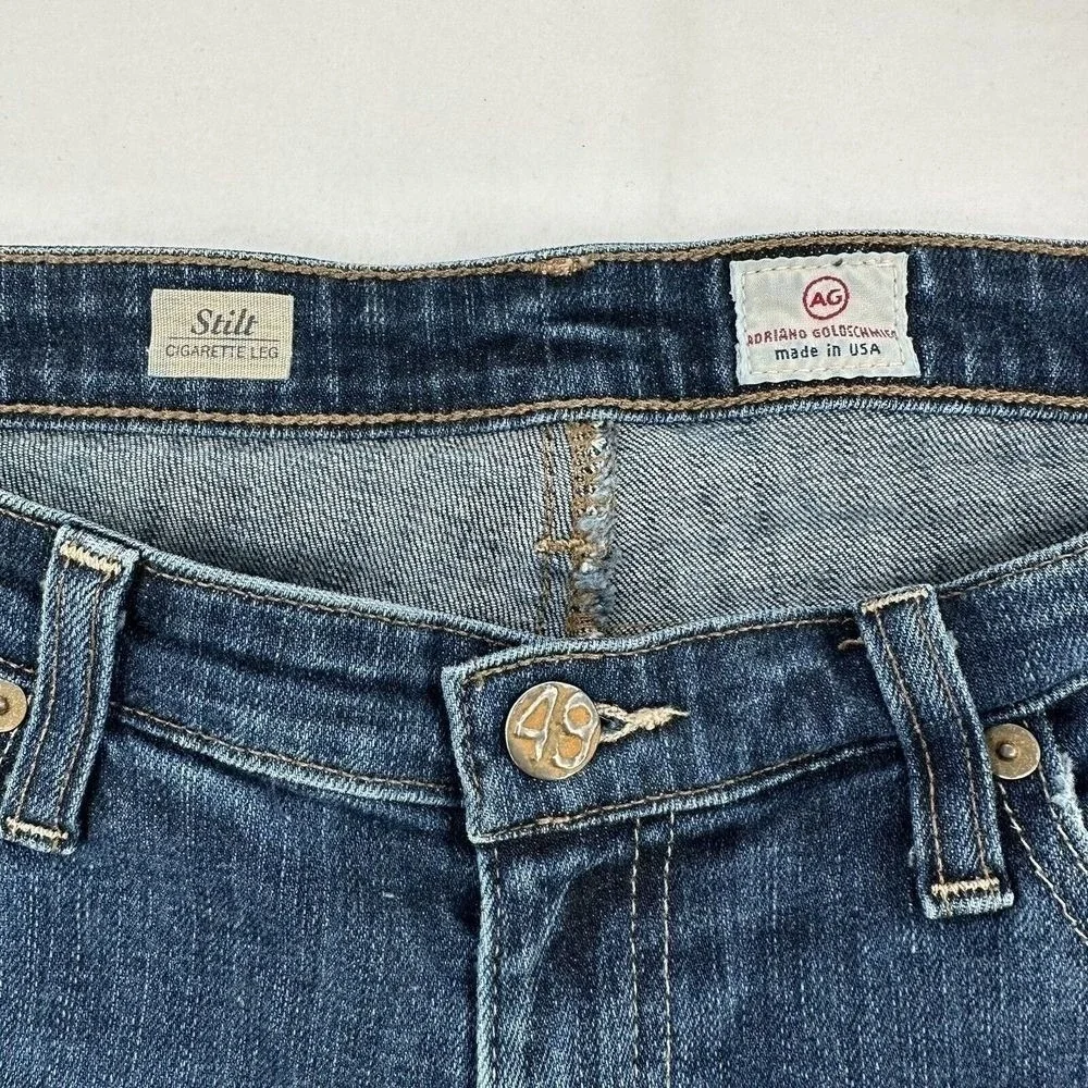 AG Adriano Goldschmied 31R Stilt Cigarette Leg Y2K Jeans Dark Wash  Made in USA